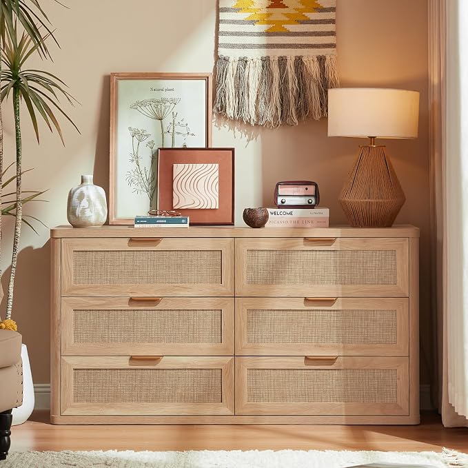 LEYAOYAO Rattan 6 Drawer Dresser - Image 5