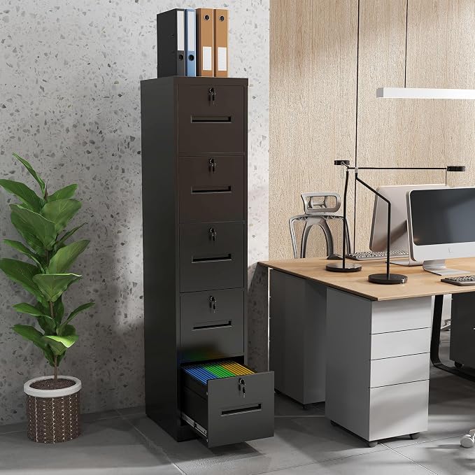 5 Drawer File Cabinet with 5 Locks, Metal Filing Cabinet Heavy Duty Vertical - Image 2