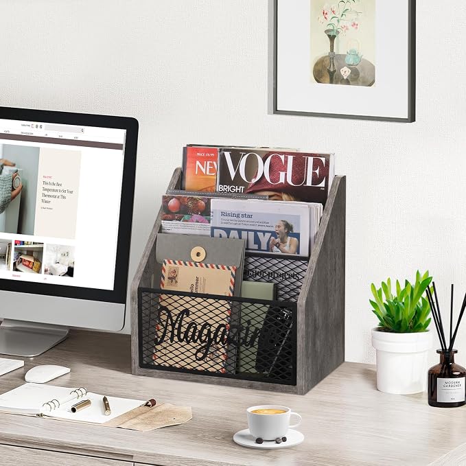 YINMIT Magazine Holder, Stepped 3 Tier Magazine Rack Floor, Magazine Storage - Image 2