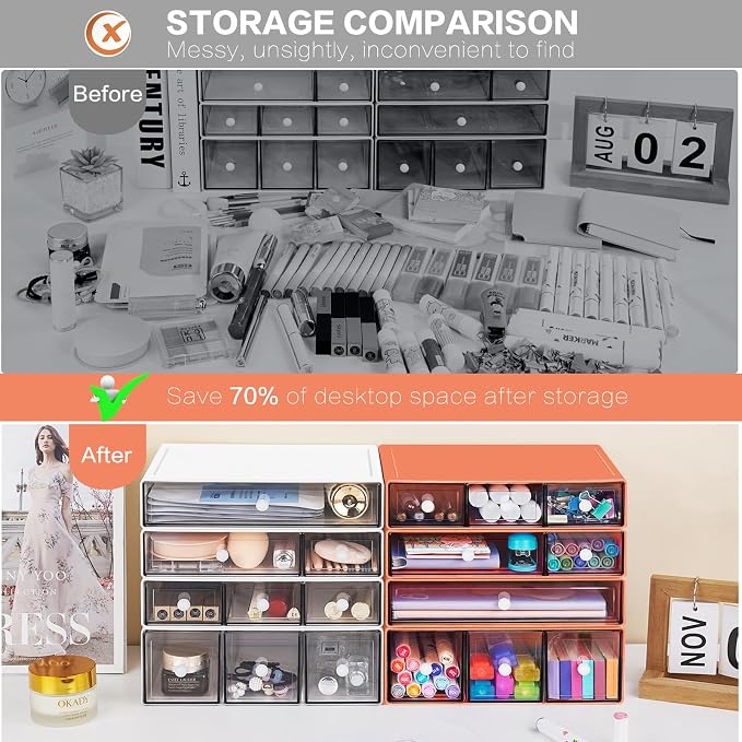 Desk Storage Organizer with 9 Drawers, 4 Tiers Stackable Desktop Craft Storage - Image 5