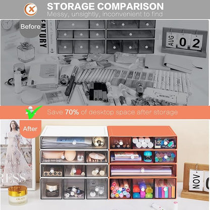 Desk Storage Organizer with 9 Drawers, 4 Tiers Stackable Desktop Craft Storage - Image 5