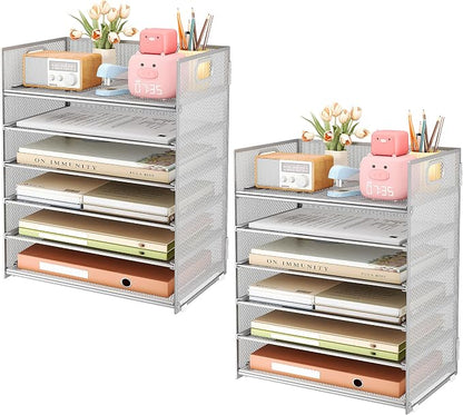 Subekyu 6-Tier Desk Paper Organizer, Desktop File Letter Tray by SUBEKYU
