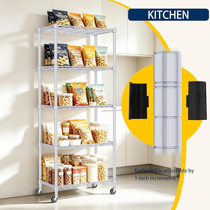 REGILLER 5-Wire Shelving Metal Storage Rack Adjustable Shelves, Standing - Image 5