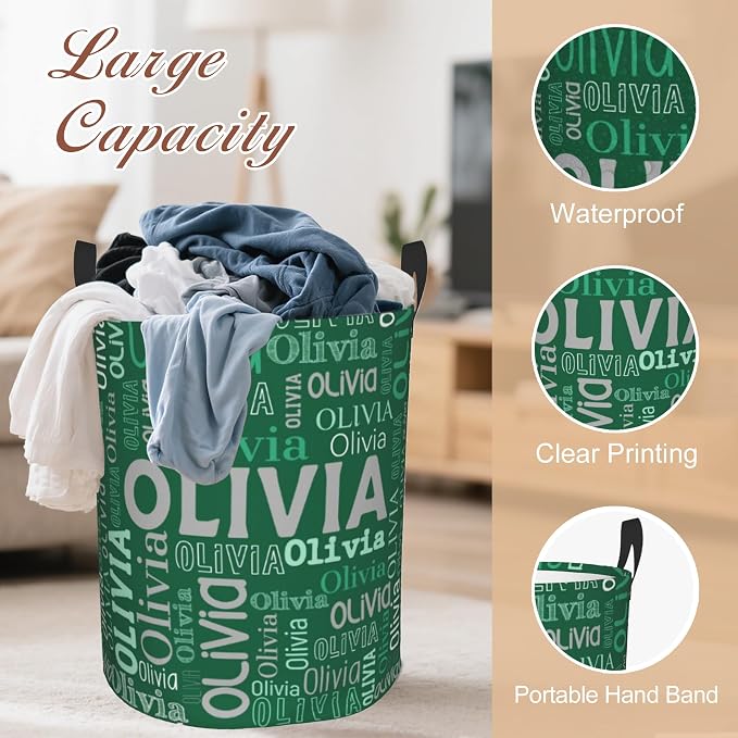 Custom Name Laundry Hamper, Personalized Laundry Basket - Image 4