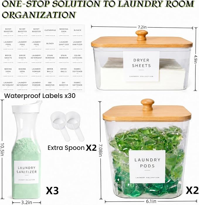 3+3 Pack Laundry Pods Containers & Dryer Sheet Holder & Laundry Detergent - Image 3