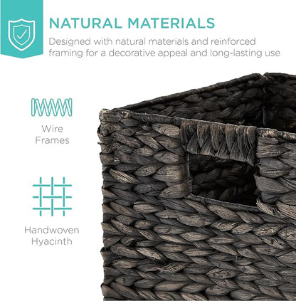 Best Choice Products 10.5x10.5in Pack of 5 Cube Storage Baskets, Water Hyacinth - Image 4