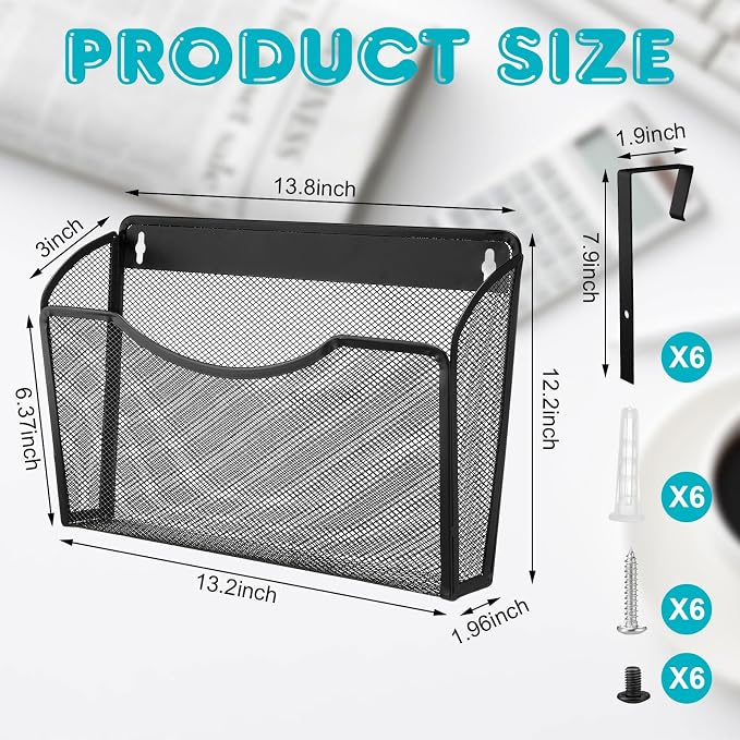 Tenceur 3 Pcs Mesh Letter Wall File Folder Cubicle File Holder Hanging Wall - Image 2
