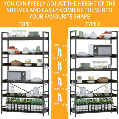 HCHQHS Bookshelf, Adjustable Industrial Bookcase, Vertical Tall Book Shelf - Image 4