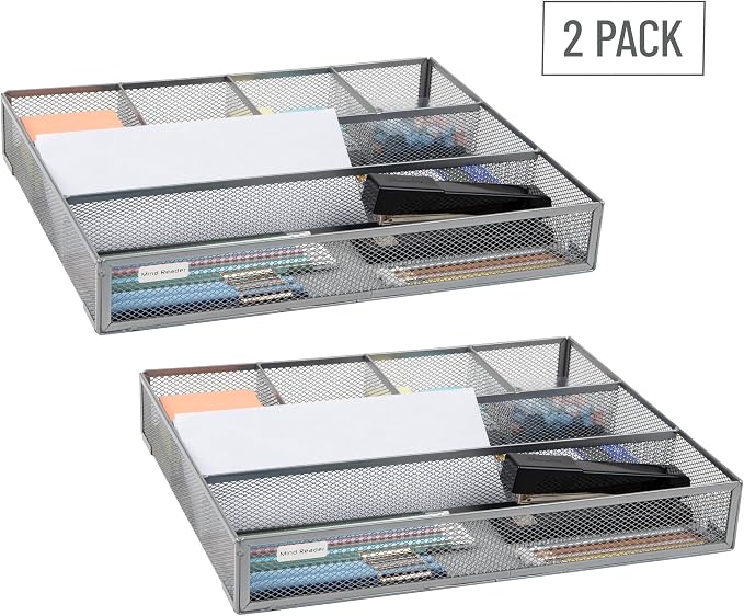 Mind Reader Drawer Organizer, Desk Org, Utensil Organizer, Metal Mesh - Image 7