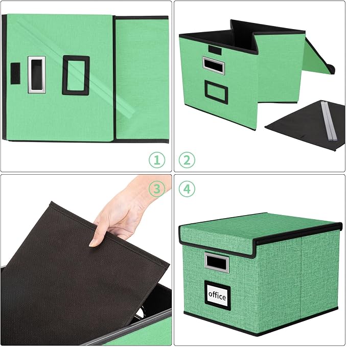 File Organizer Box with Lids, Collapsible File Folder Organizer | File Box with - Image 6