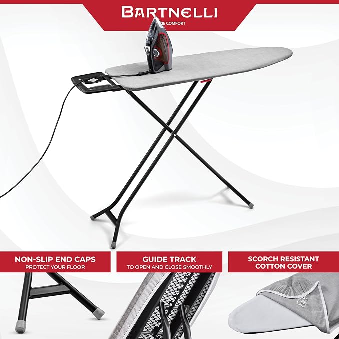 Bartnelli Extreme Stability Ironing Board 43x13 Upgraded Heavy-Duty Metal Frame - Image 3