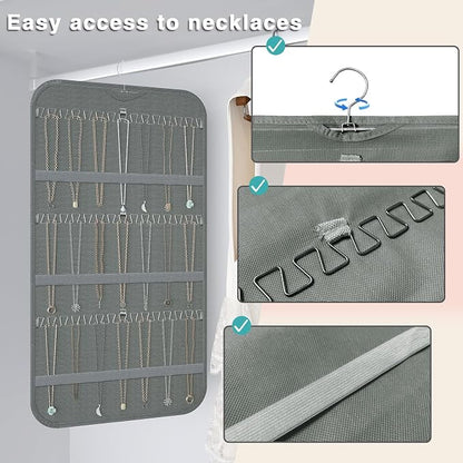Hanging Jewelry Organizer Storage, 40 Pockets 36 Hooks Necklace Earring - Image 2