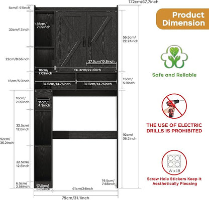 Over the Toilet Storage Cabinet, 31”W Bathroom Organizer | - Image 2