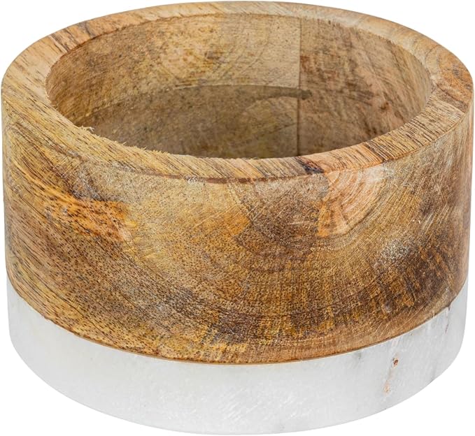 Creative Co-Op Mango Wood and Marble Bottle Holder by Unknown