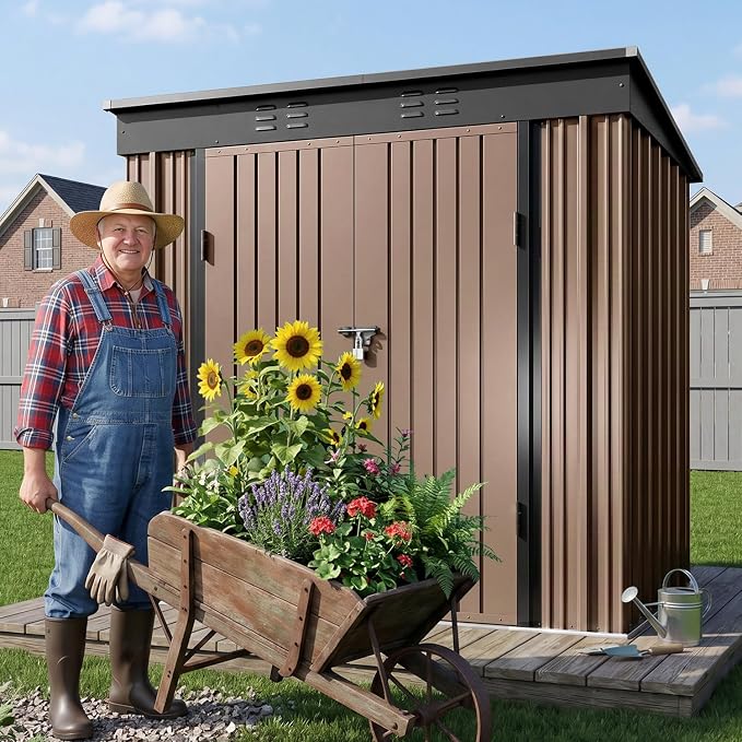 Gizoon 8' x 6' Outdoor Storage Shed, Lockable Doors and Ventilation - Image 3