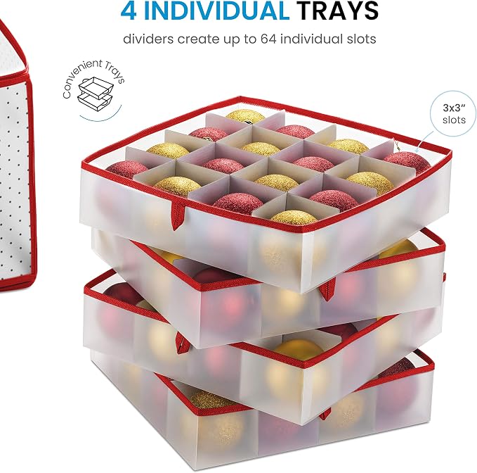ZOBER Christmas Ornament Storage Box Plastic - Image 4