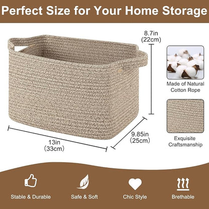 Storage Basket for Organizing, Woven Baskets for Storage, Rectangle Decorative - Image 2