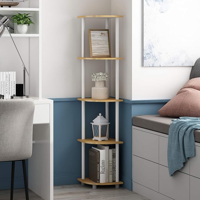 Furinno Turn-N-Tube Corner Shelf Set of 2, 5-Tier Corner Bookshelf, Open - Image 5