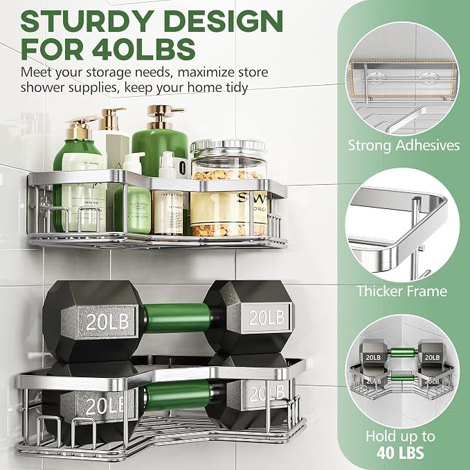 MAXIFFE 3 Pack X-Large Corner Shower Caddy - Image 4