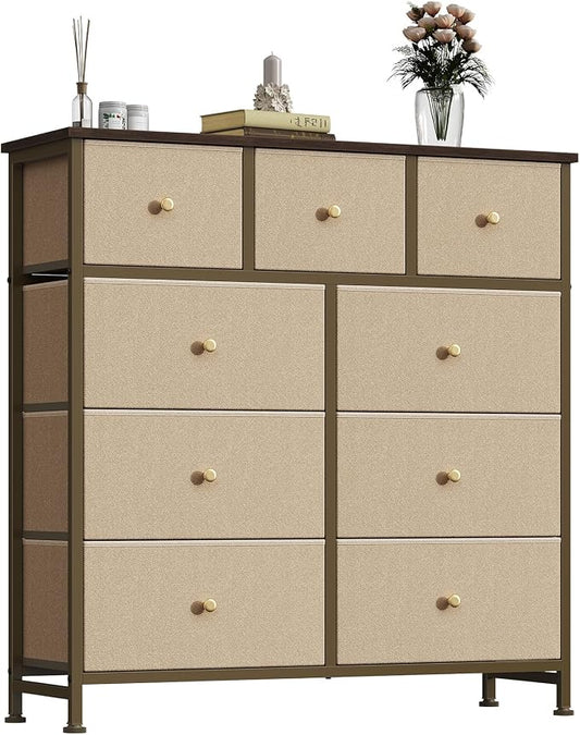 DUMOS 9 Drawer Dresser for Bedroom, Storage Organizer Chest of Drawers | Fabric by DumosLifestyle