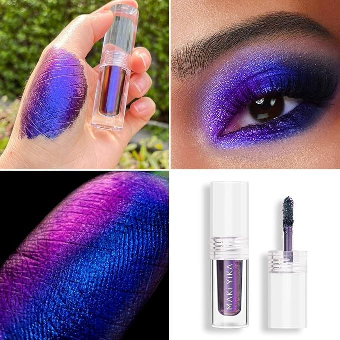 MAKI YIKA Glitter Eyeshadow Purple Liquid Multichrome Eyeshadows Long Lasting - Image 2