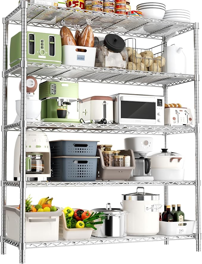 Storage Shelves Heavy Duty, 5-Tier Adjustable Metal Industrial Utility Shelf by ROOMTEC