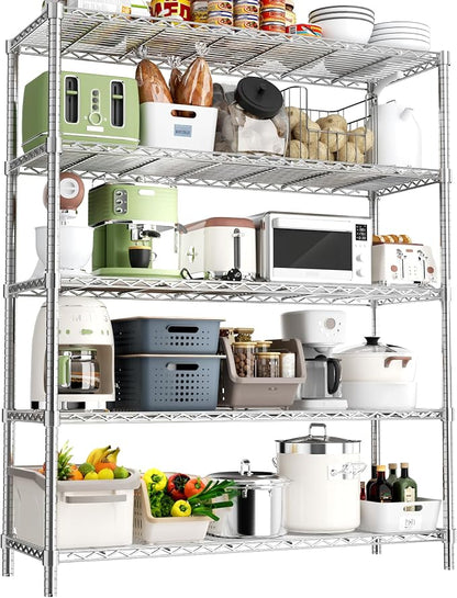 Storage Shelves Heavy Duty, 5-Tier Adjustable Metal Industrial Utility Shelf by ROOMTEC