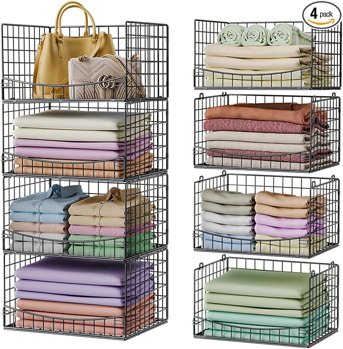 JKsmart 4-Tier Stackable Closet Organizers and Storage Shelves, Extend Clothing by JKsmart