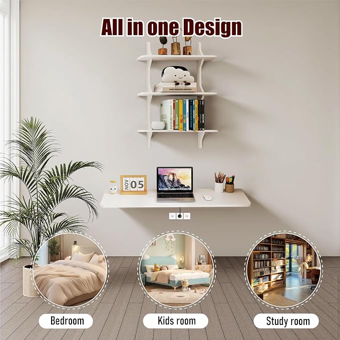 Pmnianhua Wall Mounted Folding Table, Foldable Drop Leaf Table, Wall Mount Fold - Image 4