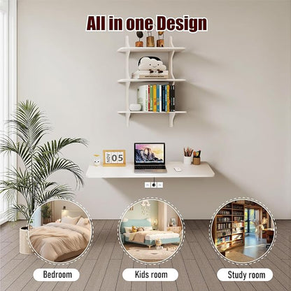 Pmnianhua Wall Mounted Folding Table, Foldable Drop Leaf Table, Wall Mount Fold - Image 4