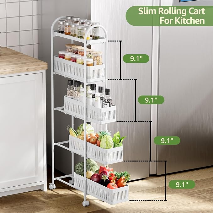 KINGRACK 5-Tier Slim Storage Cart - Image 3