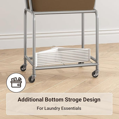 ELYKEN Laundry Cart with Wheels, Rolling Laundry Hamper with Removable Bag and - Image 6