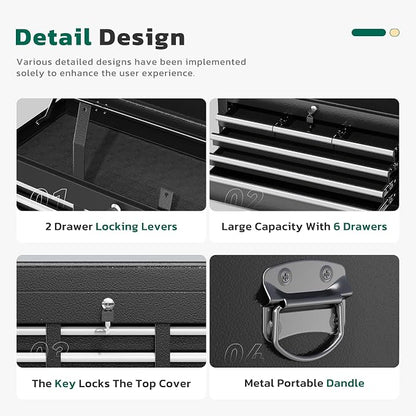 Greenvelly Metal Tool Chest, 8-Drawer Rolling Tool Cart - Image 4