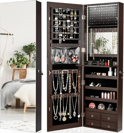 CHARMAID LED Strip Jewelry Armoire by CHARMAID