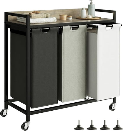 Laundry Hampers with Shelf, Laundry Basket 3 Section, Laundry Sorter with by Herture