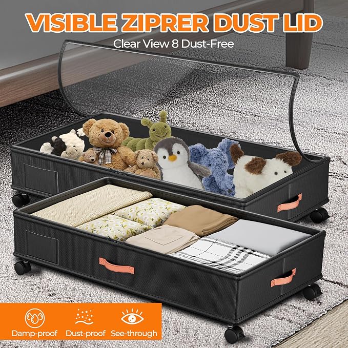 Under Bed Storage with Wheels, XXL Large Under the Bed Storage Organizer Bins - Image 8