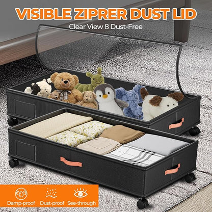 Under Bed Storage with Wheels, XXL Large Under the Bed Storage Organizer Bins - Image 8