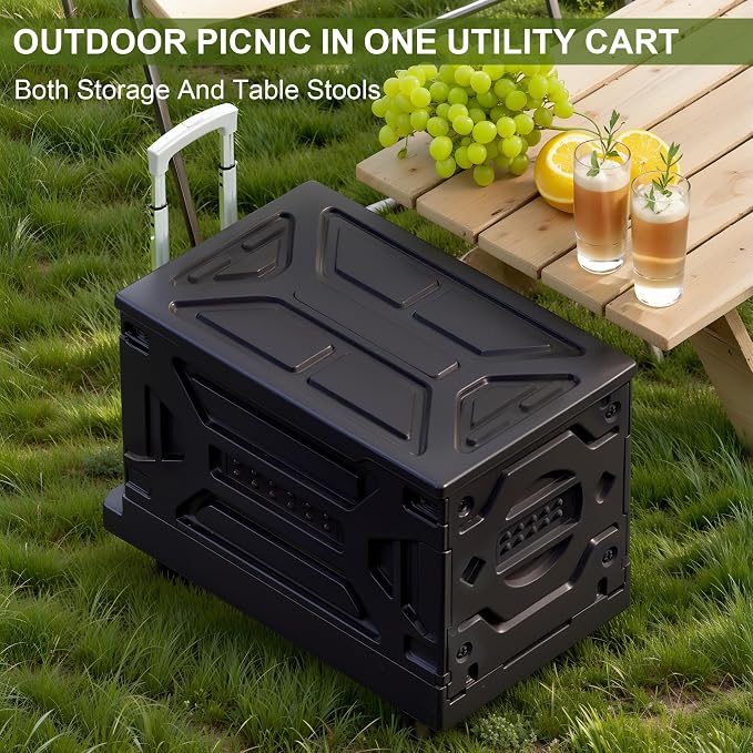 VECELO 88LHeavy-Duty 2-in-1 Foldable Utility Cart, Large Capacity Rolling Crate - Image 9
