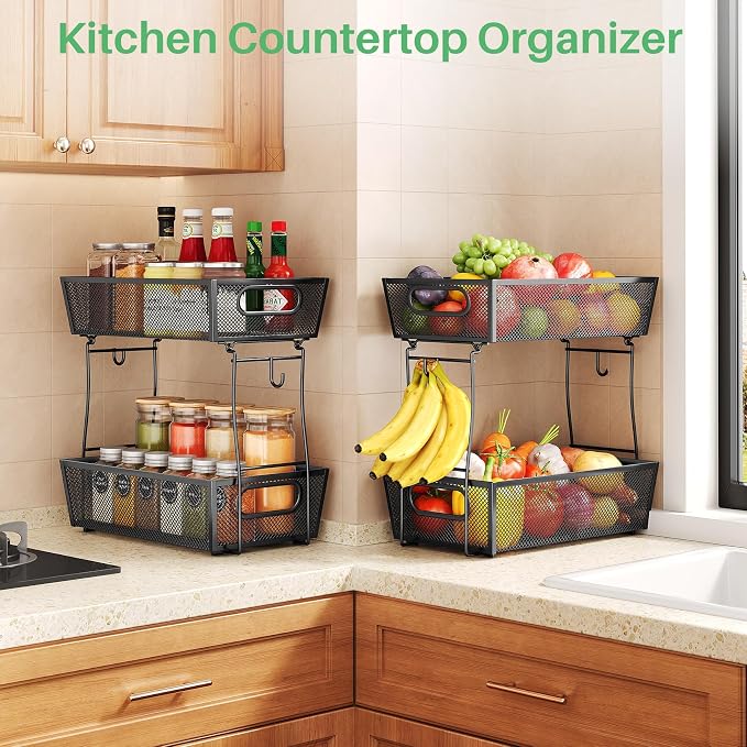 SNTD 2-Tier Mesh Fruit Basket for Kitchen Counter - Image 4