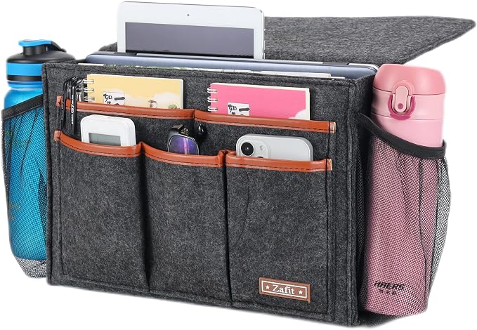 Bedside Caddy, Large Size Bedside Storage Organizer Bedside Organizer Caddy by ZAFIT