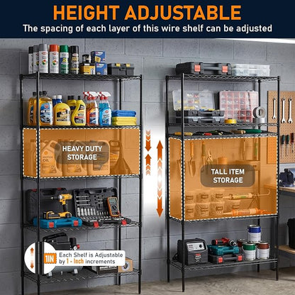 FDW | 5-Tier Wire Shelf | 36" x 14" x 72" | Black | Storage Shelves - Image 4
