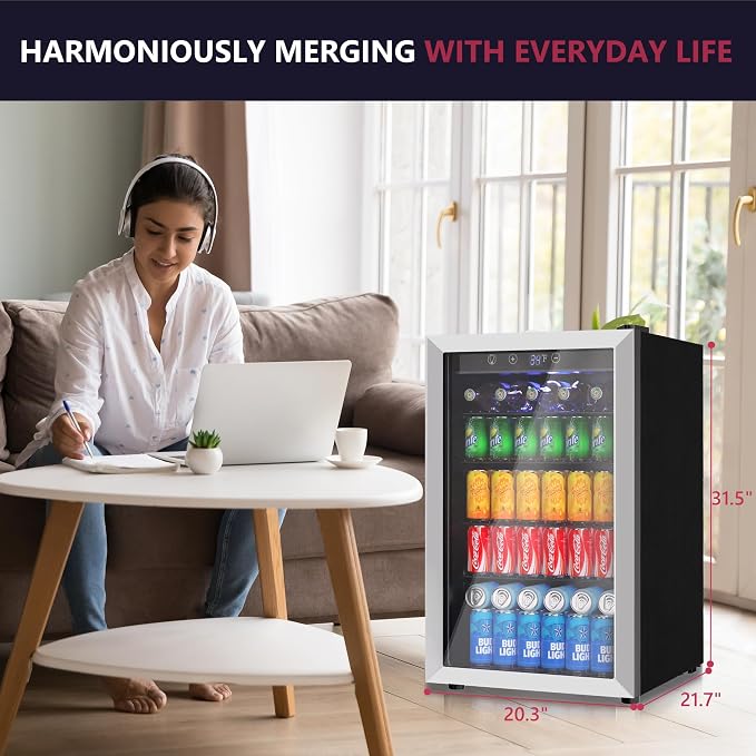 4.5 Cu.ft Beverage Refrigerator Cooler, 145 Can Mini Fridge - Image 6