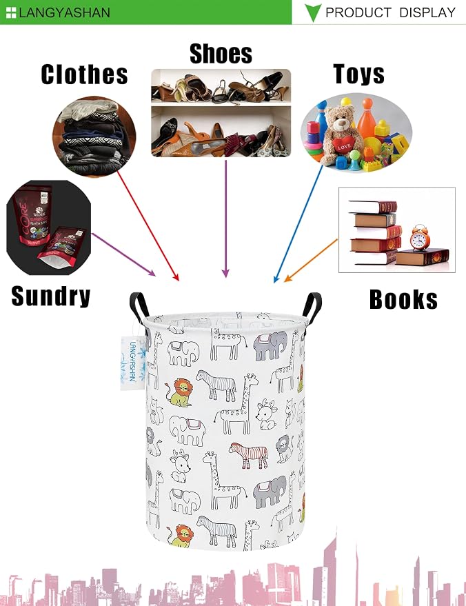 LANGYASHAN Laundry Basket Canvas Fabric Collapsible Organizer Basket - Image 3