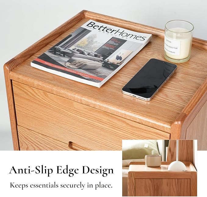 Nightstand, Solid Wood Small End Table w/3 Drawers, Modern Bedside Tables - Image 8