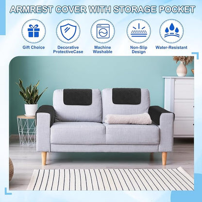 uxcell 3Pcs Sofa Armrest Covers, Armchair Covers - Image 4