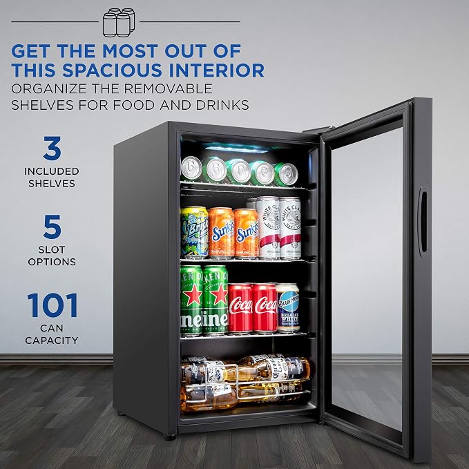Ivation 101 Can Beverage Refrigerator, Freestanding Ultra Cool Mini Drink Fridge - Image 3