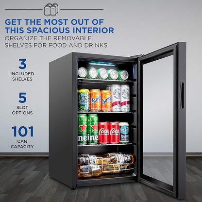Ivation 101 Can Beverage Refrigerator, Freestanding Ultra Cool Mini Drink Fridge - Image 3