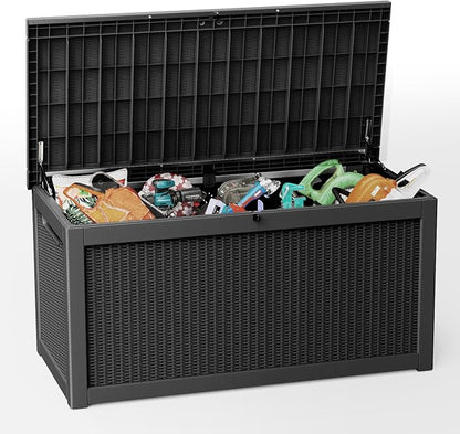 EasyUp 320 Gallon Outdoor Storage Box Waterproof, UV Resistant Resin Deck Box by EASYUP