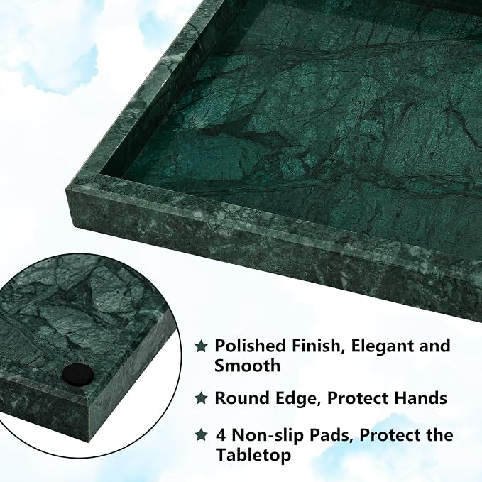 Real Natural Marble Tray for Bathroom, Kitchen and Desktop, Rectangle Genuine - Image 3