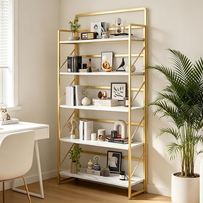 JSB 6 Tier No Assembly Folding Bookshelf, 30.3" Wide Foldable Storage Bookcase - Image 6
